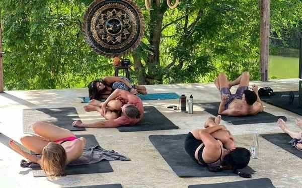 Yoga class lakeside Ferment Space Chiang Mai