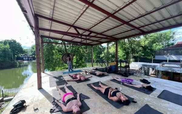 Outdoor yoga Ferment Space wellness Chiang Mai